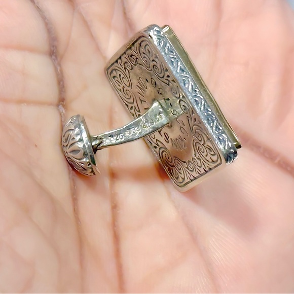 Konstantino 750 (18K) Gold & 925 Sterling Silver Cuff Links with Engraved Design - Picture 12 of 14